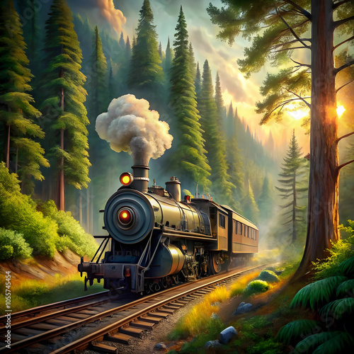 steam train chugs through forest a nostalgic journ photo