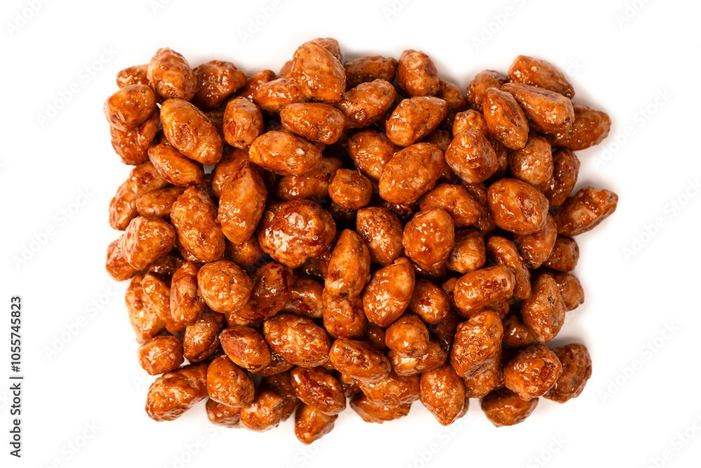 Tasty sweet roasted peanuts isolated on a white background. Tasty sweet roasted peanuts isolated on a white background.