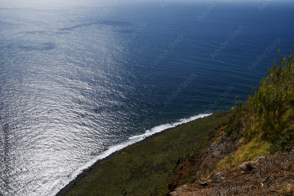 cliffs of the Ponta do Pargo Lighthouse Viewpoint; viewpoint is located at Ponta da Vigia, the westernmost cape of the island (Madeira, Portugal)
