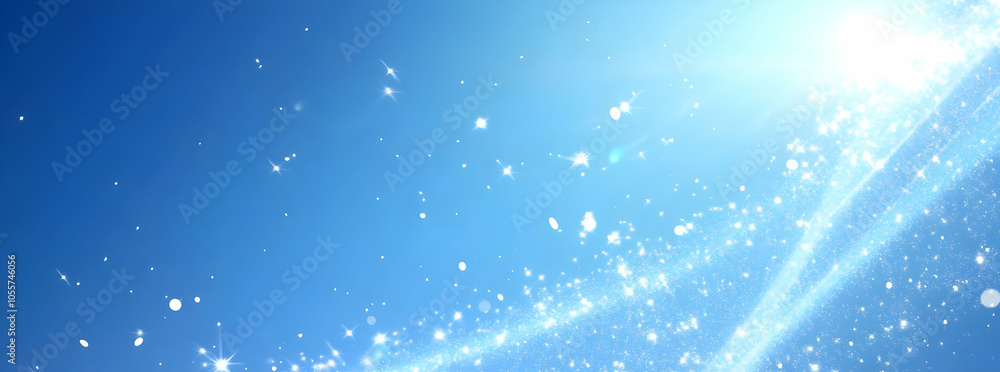 A bright blue background with sparkling particles, creating a dreamy and ethereal effect. A bright blue background with sparkling particles, creating a dreamy and ethereal effect.