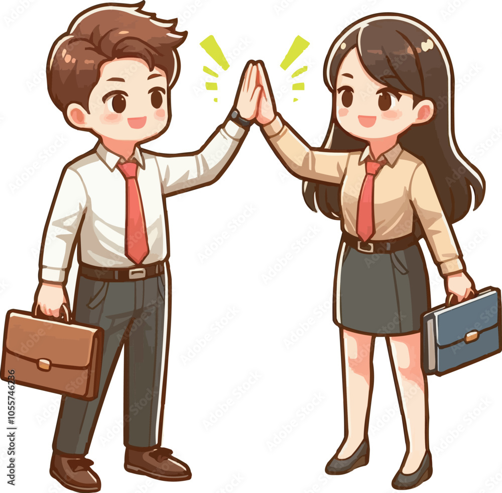 Persons giving a high-five .illustration vector on white background Persons giving a high-five .illustration vector on white background