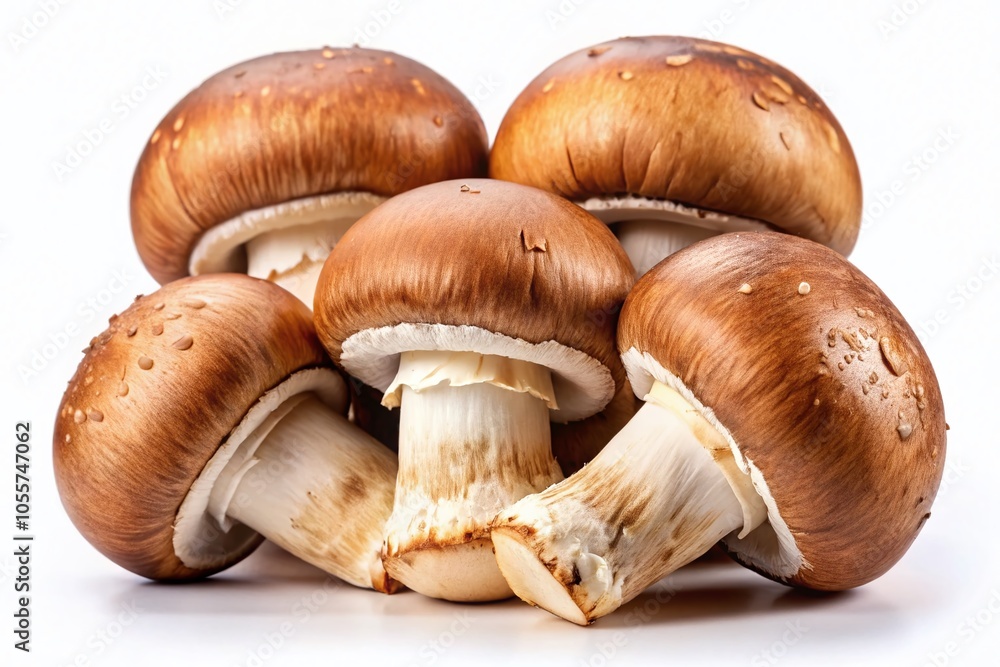 Brown Cap Champignon Mushrooms Isolated on White Background - Close-Up Photography Brown Cap Champignon Mushrooms Isolated on White Background - Close-Up Photography