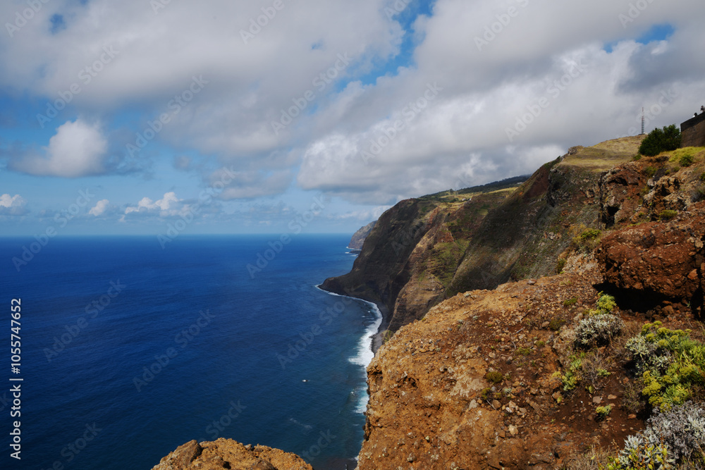 cliffs of the Ponta do Pargo Lighthouse Viewpoint; viewpoint is located at Ponta da Vigia, the westernmost cape of the island (Madeira, Portugal)