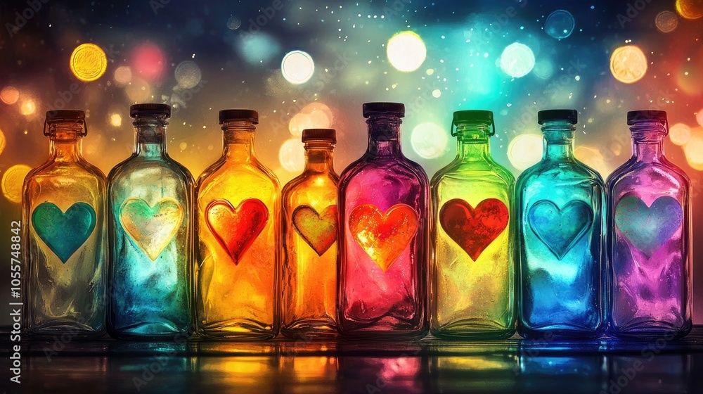Colorful Love In Glass Bottles Colorful Love In Glass Bottles