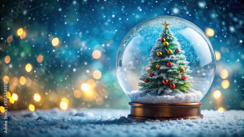 Christmas tree snow globe with snowy winter wonderland festive holiday decoration