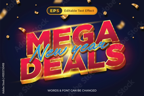 a poster for the new year mega deals is written on a blue background.