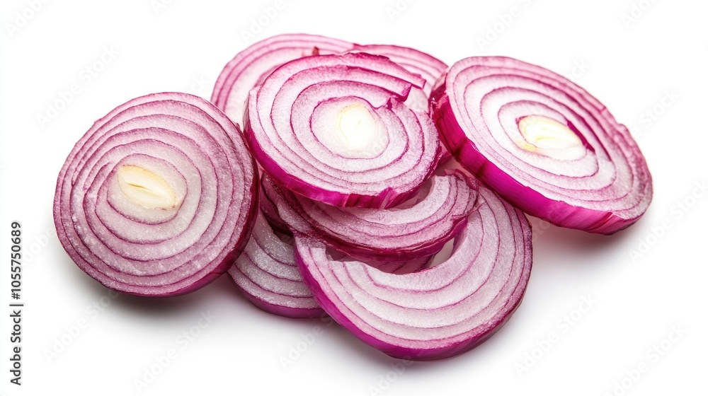 Sliced red onion on a white background Sliced red onion on a white background