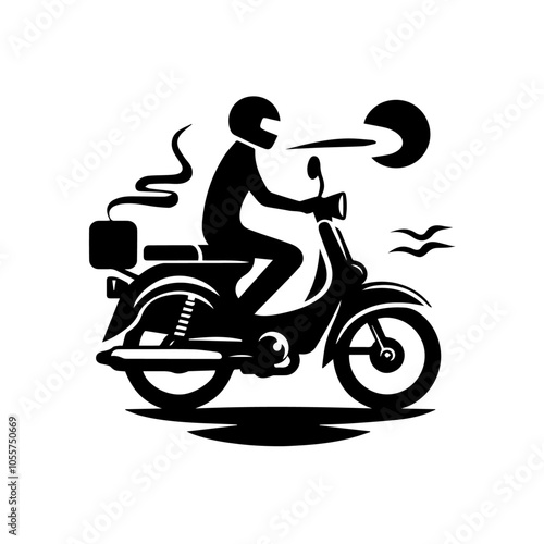 Motorbike Symbol Vector Black and White Icon for Easy Use