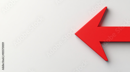 A vibrant red arrow pointing to the left, designed with a modern aesthetic on a clean white background for graphic use.