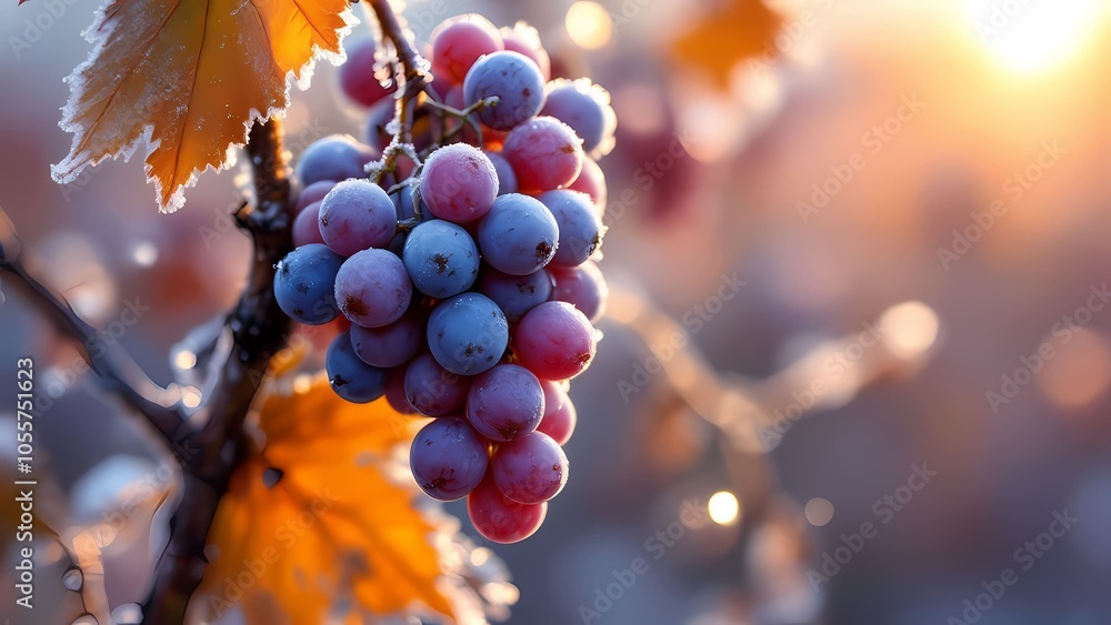 Frosty Grapes with a Glowing Mood in Autumn Light Frosty Grapes with a Glowing Mood in Autumn Light