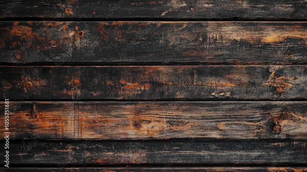Fototapeta premium Rustic dark brown wooden texture panoramic wood background banner