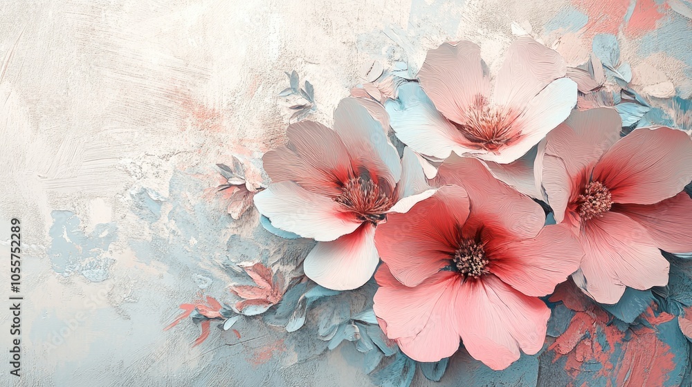 Artistic floral composition featuring gentle pastel hues Artistic floral composition featuring gentle pastel hues