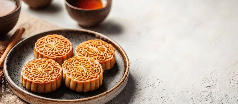 The Delicious And Delicious Kaixian Ice Thin Mooncake On A Plate On The Table The Delicious And Delicious Kaixian Ice Thin Mooncake On A Plate On The Table