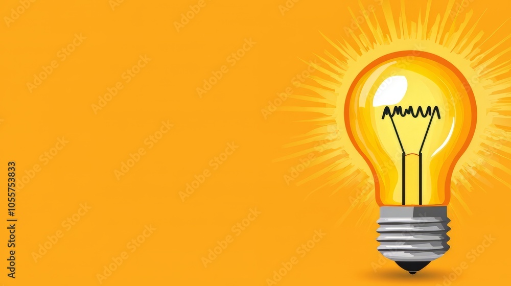 Light bulb glowing on a bright orange background, symbolizing ideas and creativity. Light bulb glowing on a bright orange background, symbolizing ideas and creativity.