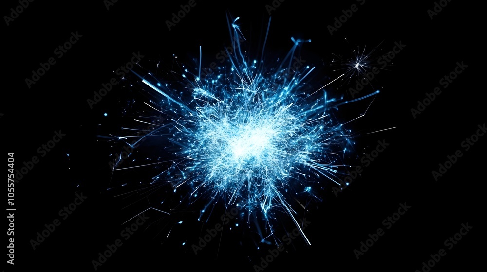 Vibrant and Radiant Blue and White Firework Explosion with Glowing Trails on Dark Background Vibrant and Radiant Blue and White Firework Explosion with Glowing Trails on Dark Background