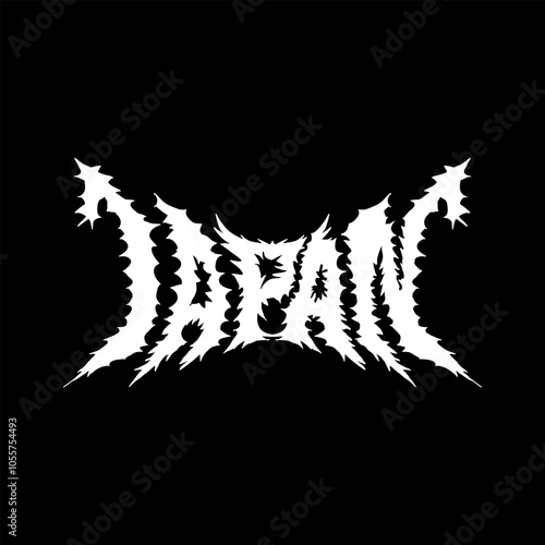 japan word with death metal font hand drawing vector isolated on black background.