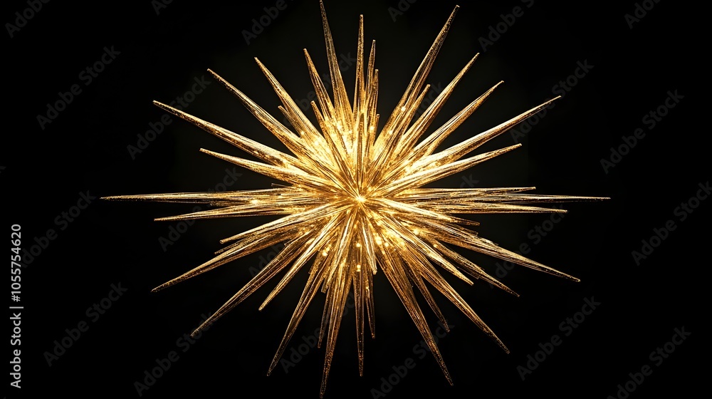 Fototapeta premium Magnificent Golden Firework Starburst Dazzling in Festive
