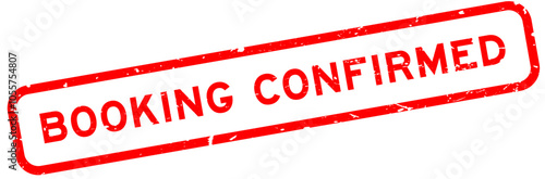 Grunge red booking confirmation word rubber square seal stamp on white background