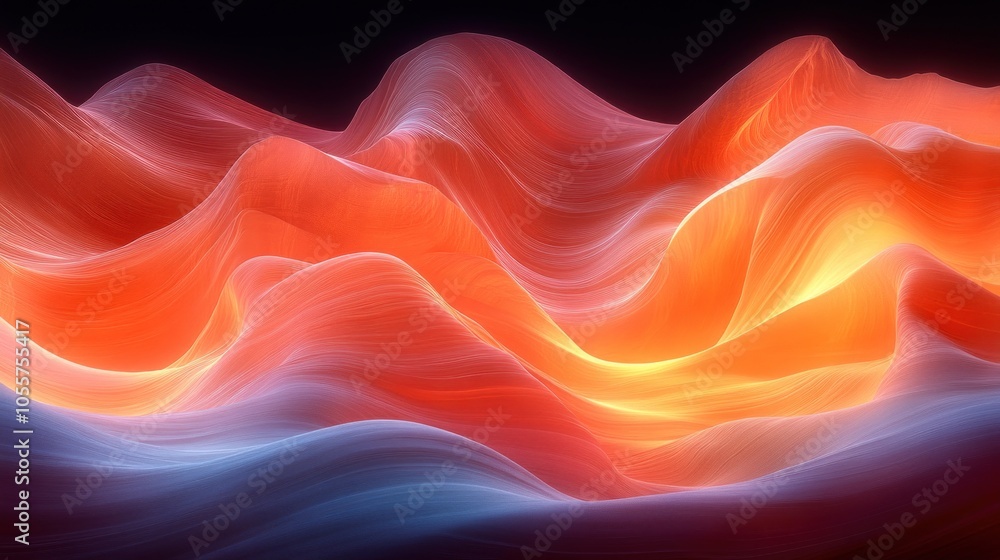 Obraz premium Abstract waves of vibrant colors creating a fluid, dynamic landscape.