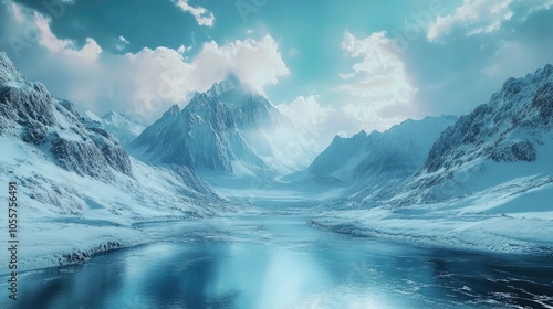 Wallpaper Mural Stunning glacier river surrounded by majestic snowy mountain landscape Torontodigital.ca