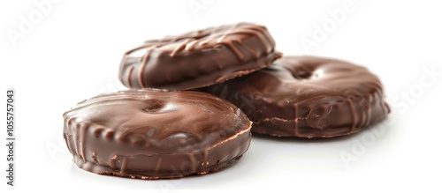 Chocolate Coated Biscuit Isolated On White Background Selective Focus