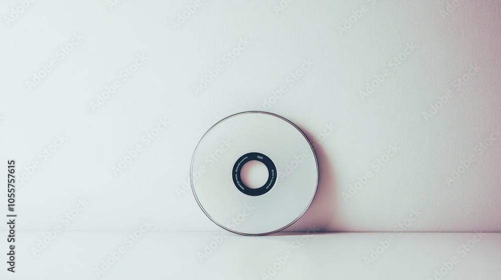 A Silver CD on a White Surface Against a White Wall A Silver CD on a White Surface Against a White Wall