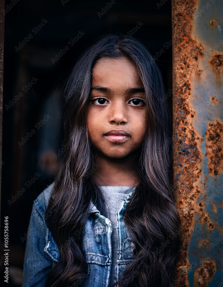 Emotional Portrait of Young Girl Face Outdoors Emotional Portrait of Young Girl Face Outdoors