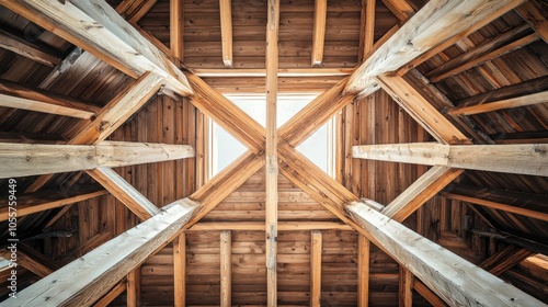 Construction site details featuring timber roofingwork