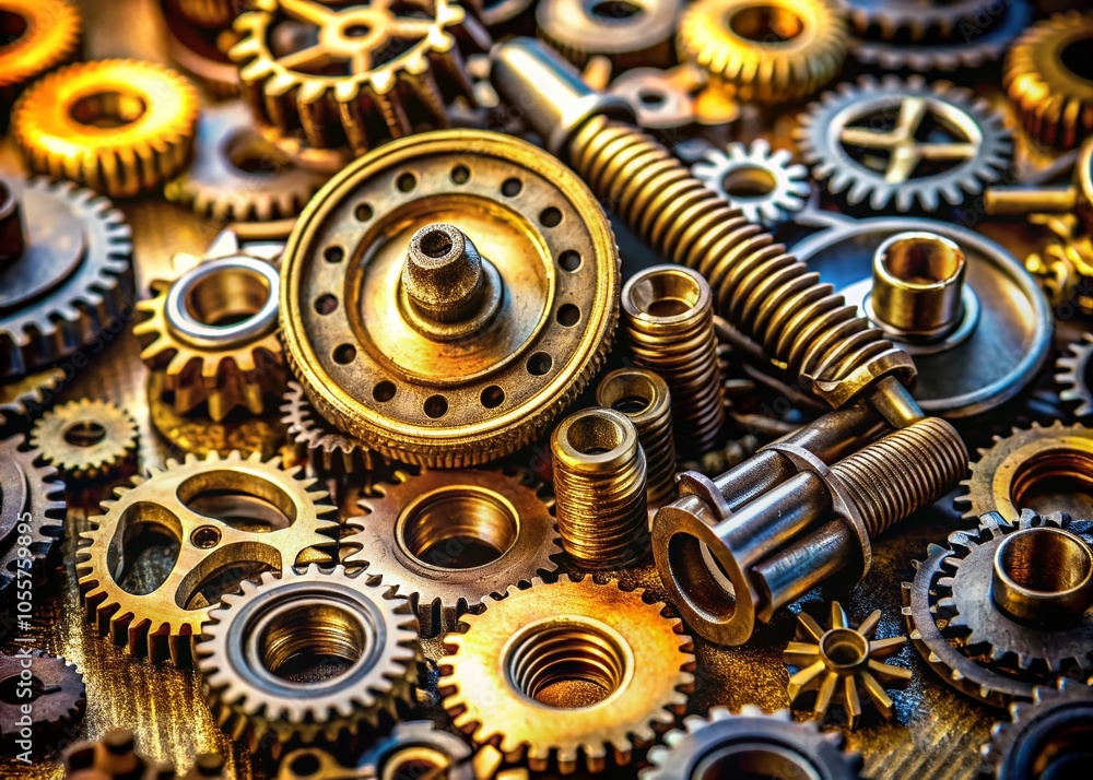 Close-Up Macro Photography of a Pile of Mechanical Parts for Industrial and Technical Projects Close-Up Macro Photography of a Pile of Mechanical Parts for Industrial and Technical Projects