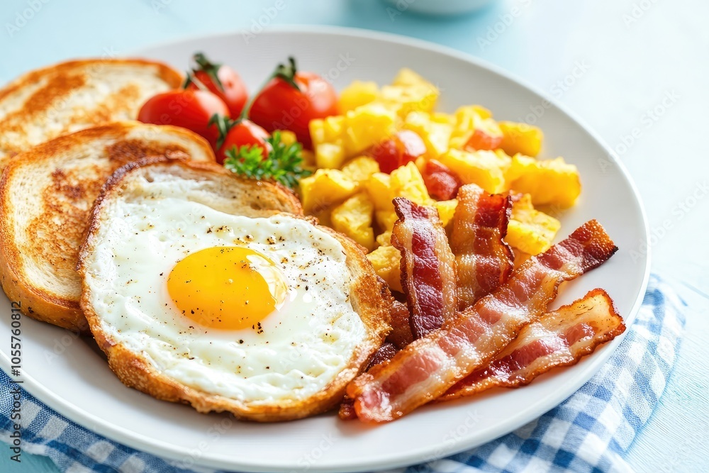 Delicious Breakfast Plate with Eggs and Bacon Delicious Breakfast Plate with Eggs and Bacon