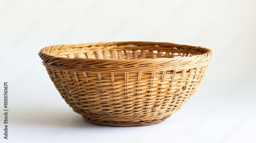 Woven wicker basket on a white background Woven wicker basket on a white background
