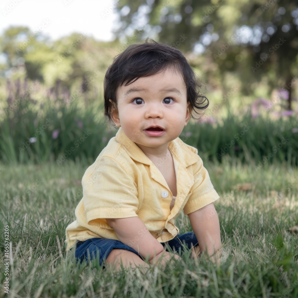 cute asian baby sitting on the floor isolated on white background cute asian baby sitting on the floor isolated on white background
