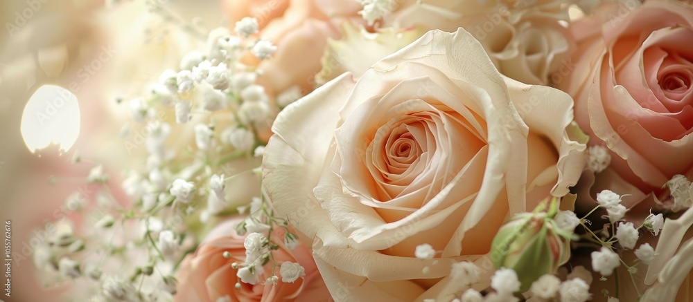 Obraz premium Wedding Bouquet With Rose For Background