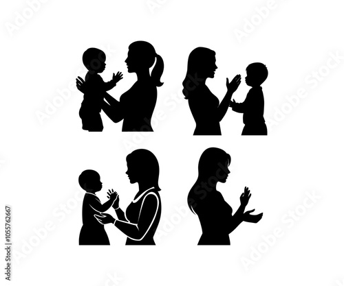 Mom baby silhouette set 