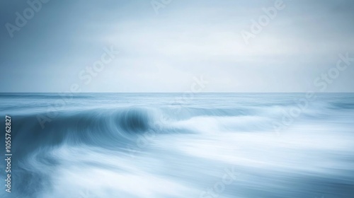 Dreamy long exposure effect of ocean waves creating a soft and blurred appearance for a serene atmosphere