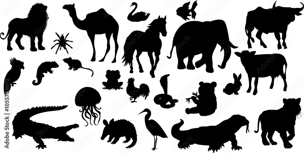 Naklejka premium animals silhouettes vectoe illustration element