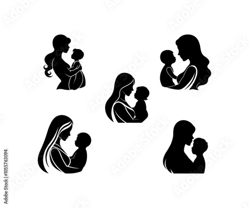 Mom baby silhouette set 