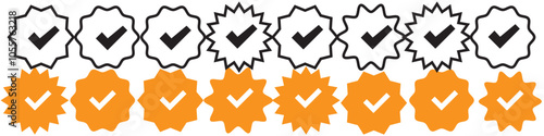 Set of Verified badge symbol collection. Profile verified badge. Guaranteed signs. Vector Illustration.