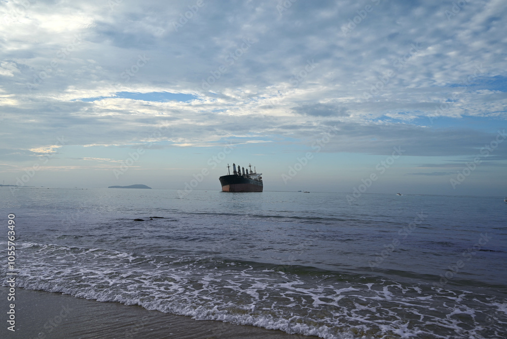 Abandoned ship on the shore. Abandoned ship on the shore.
