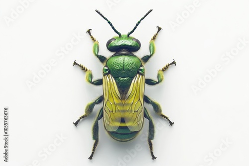 Glimpse of Solitary Bee on Crisp White Background photo