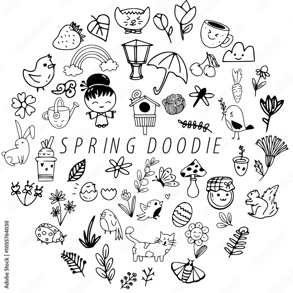 spring hand drawing doodle circle background spring hand drawing doodle circle background