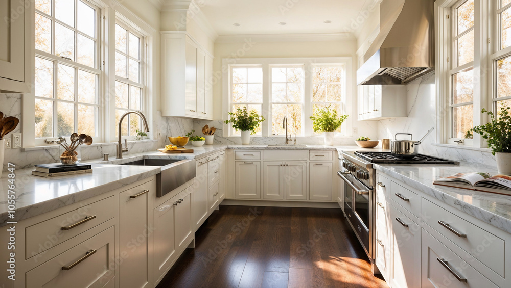 Kitchen interior with sunlight Kitchen interior with sunlight