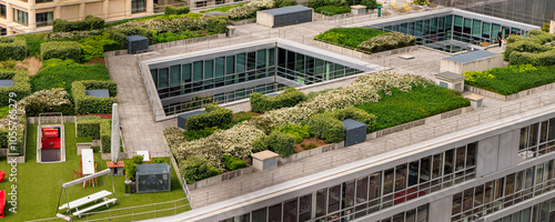 Roof garden downtown city Bordeaux in Southwest of France, view from wine museum.