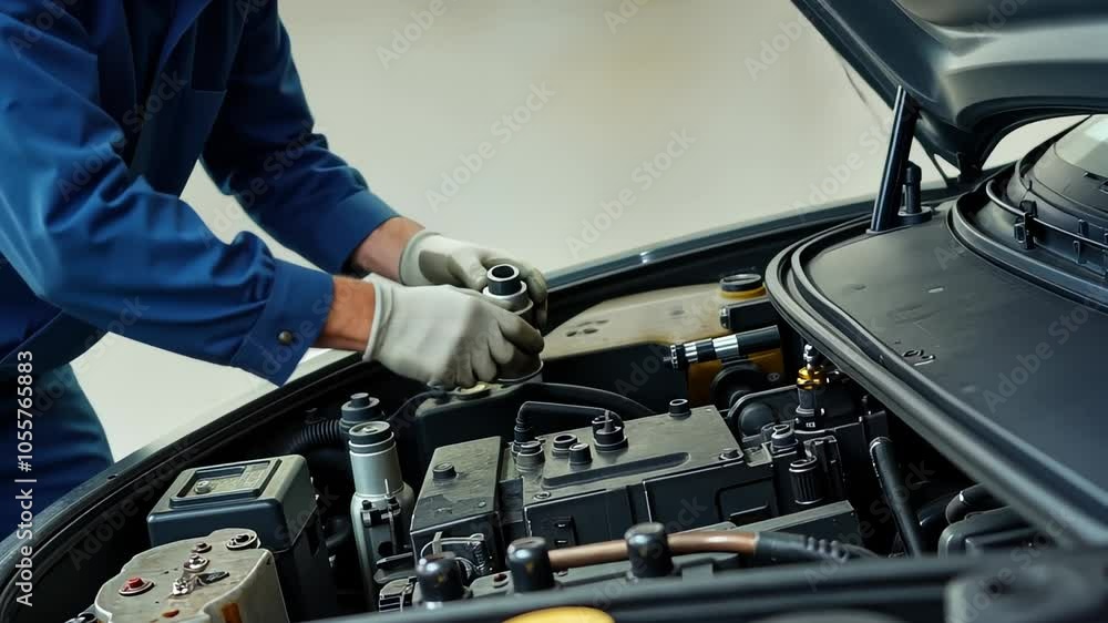 Automotive mechanic repairmen checking the system working engine of the engine room, check the mileage of the car, oil change, auto maintenance service concept Automotive mechanic repairmen checking the system working engine of the engine room, check the mileage of the car, oil change, auto maintenance service concept