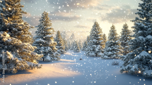 Wallpaper Mural Snow-Covered Christmas Trees in Winter Wonderland Torontodigital.ca