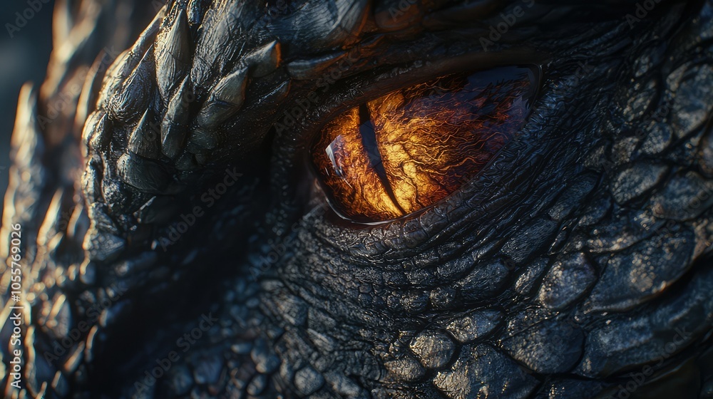 Intricate Dragon Eye Close-Up with Scaled Texture Intricate Dragon Eye Close-Up with Scaled Texture