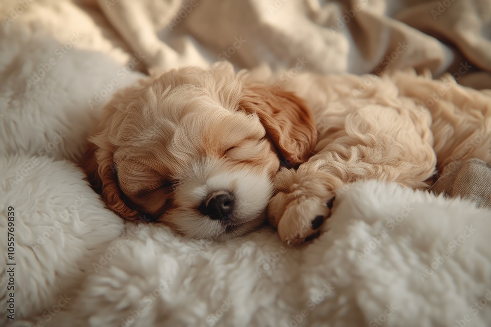Cute Dog Curled Up and Sleeping Cute Dog Curled Up and Sleeping