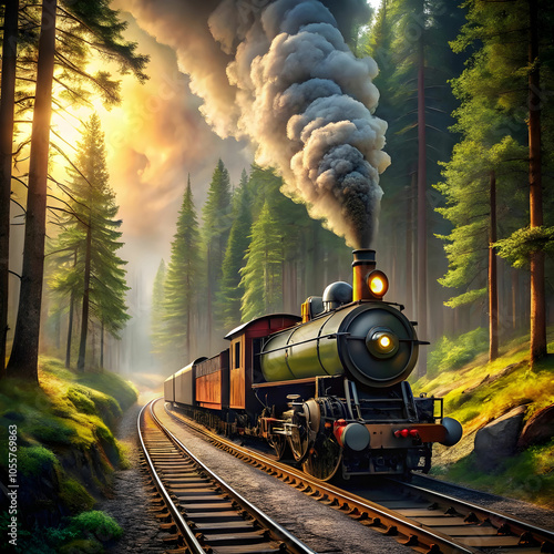 steam train chugs through forest a nostalgic journ photo