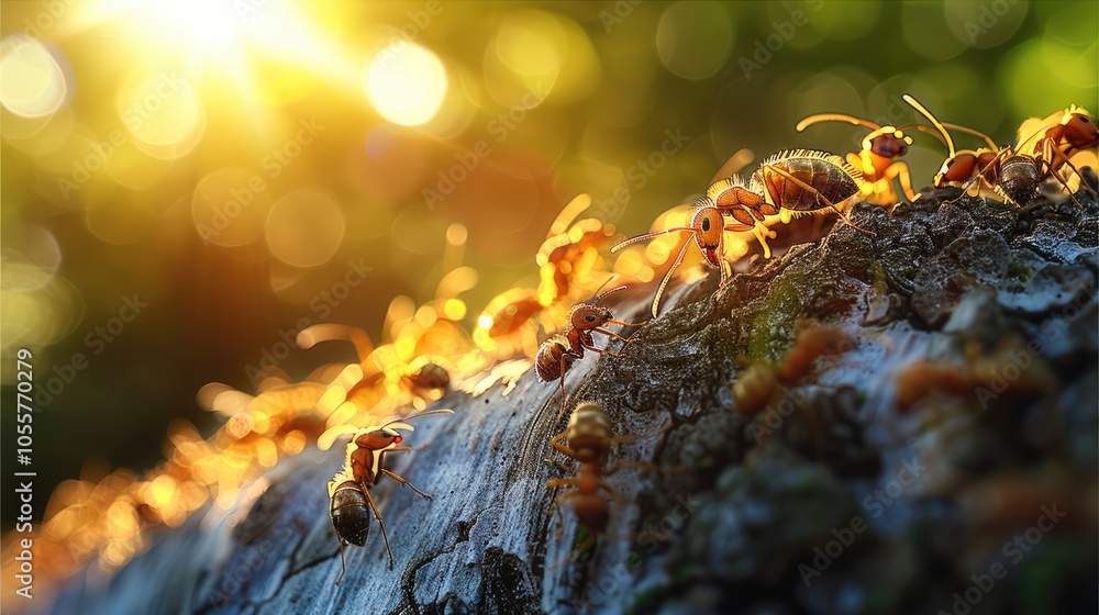 A herd of ants on a tree.