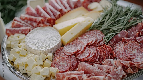 Assorted Platter with Meat and Cheese Delights photo